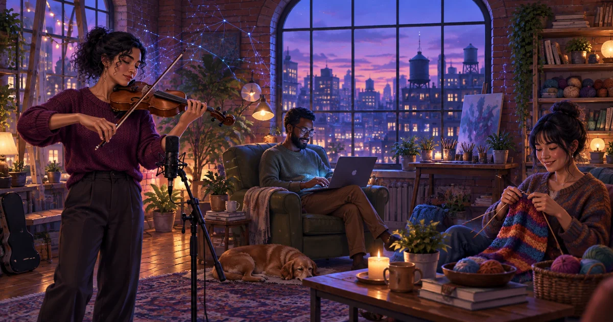 A violinist, a writer and a knitter creating music, stories and craft patterns in a cosy loft